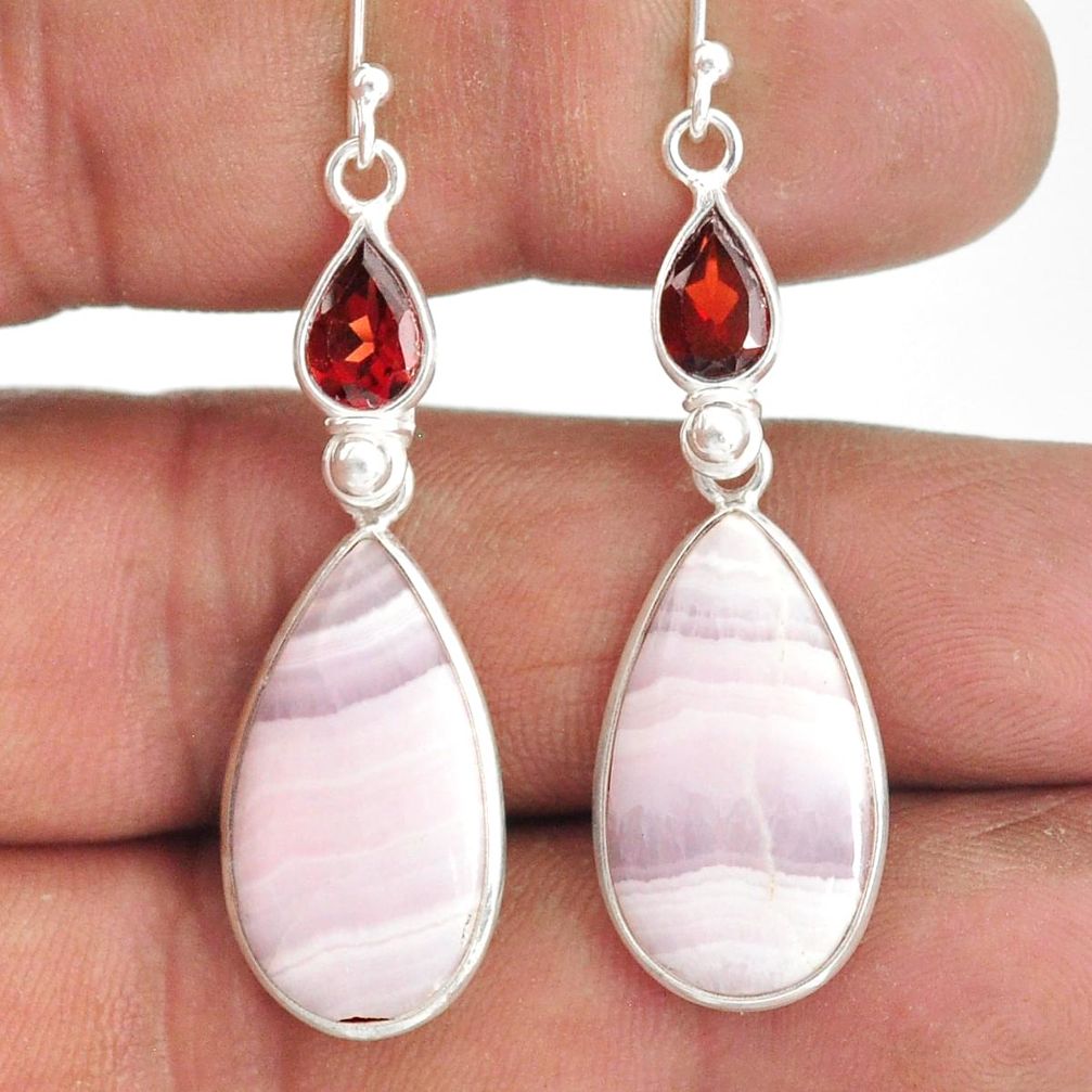 16.68cts natural aragonite garnet 925 sterling silver dangle earrings r86740