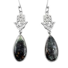 10.62cts natural astrophyllite 925 silver hand of god hamsa earrings y47393