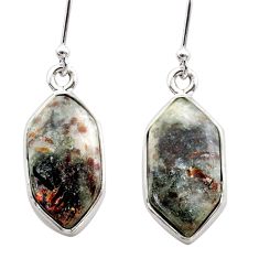 10.78cts natural astrophyllite hexagon 925 silver dangle earrings t60923