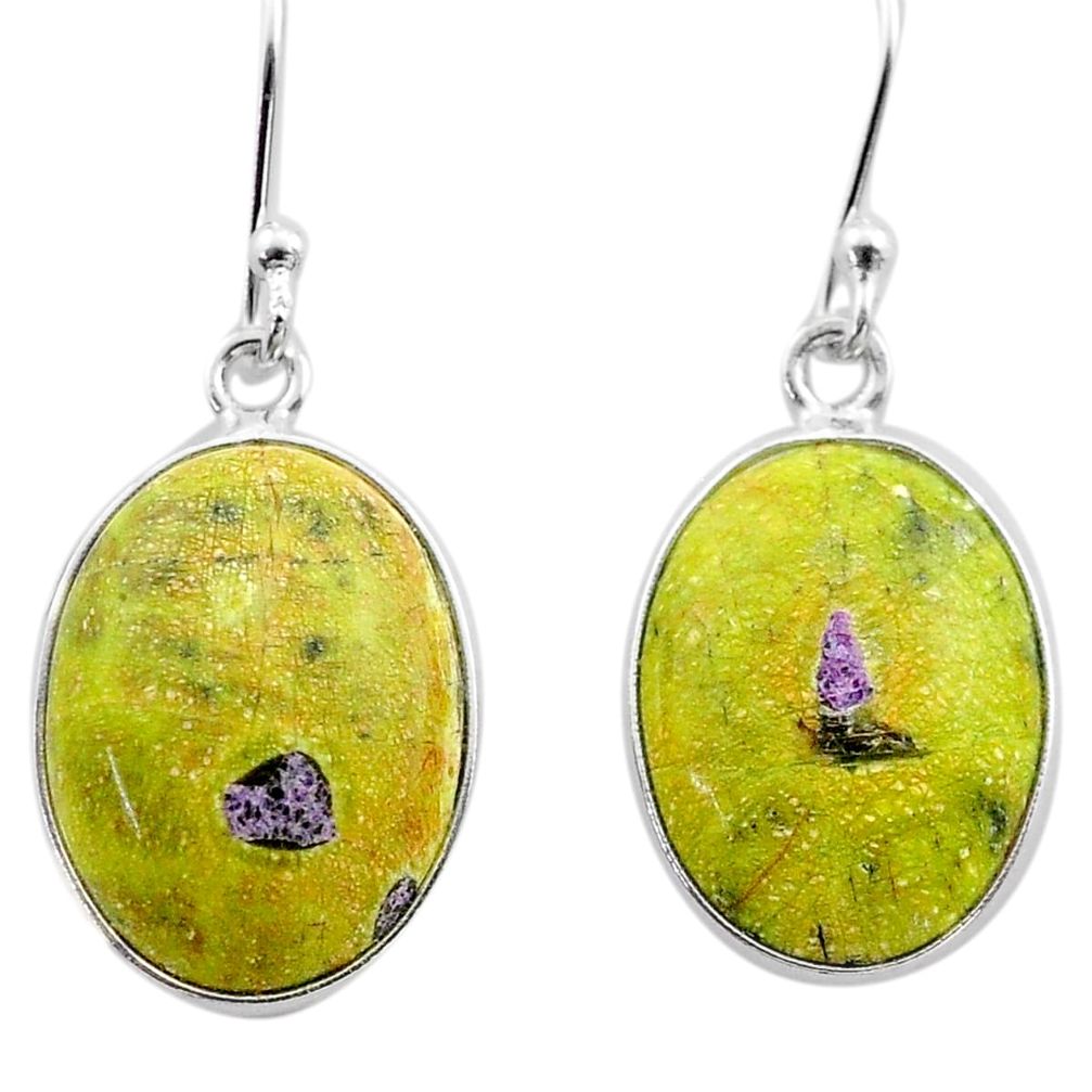 11.14cts natural atlantisite stichtite-serpentine silver dangle earrings t45303