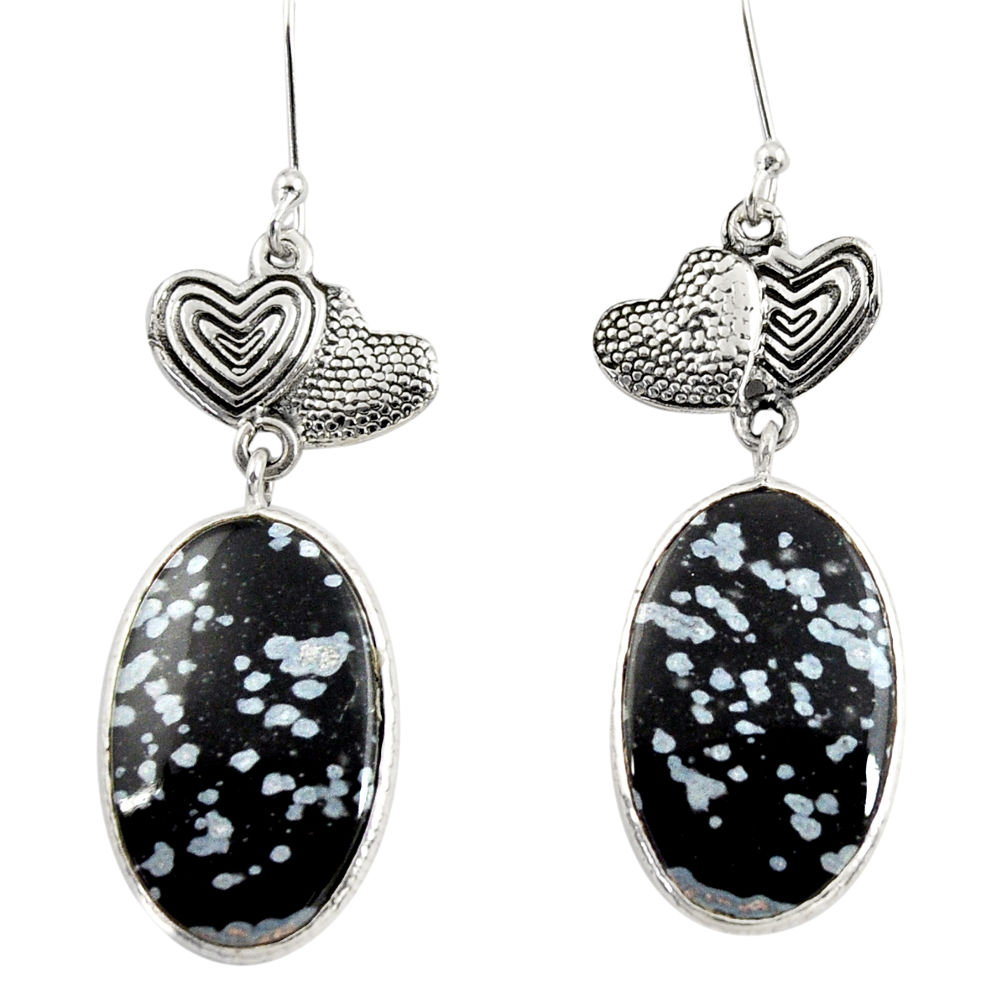  australian obsidian 925 silver couple hearts earrings d39582