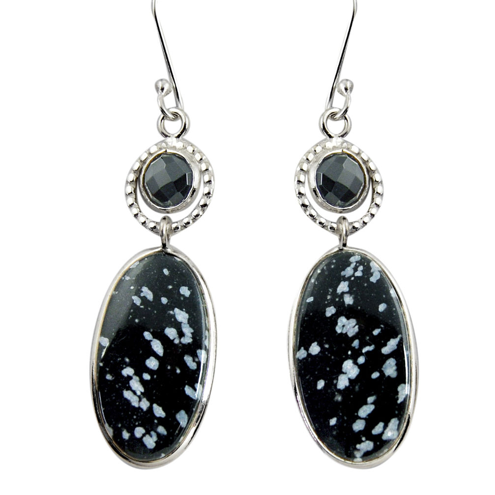  black australian obsidian 925 silver dangle earrings d39537