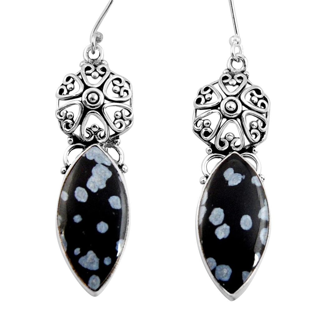  black australian obsidian 925 silver dangle earrings d39586