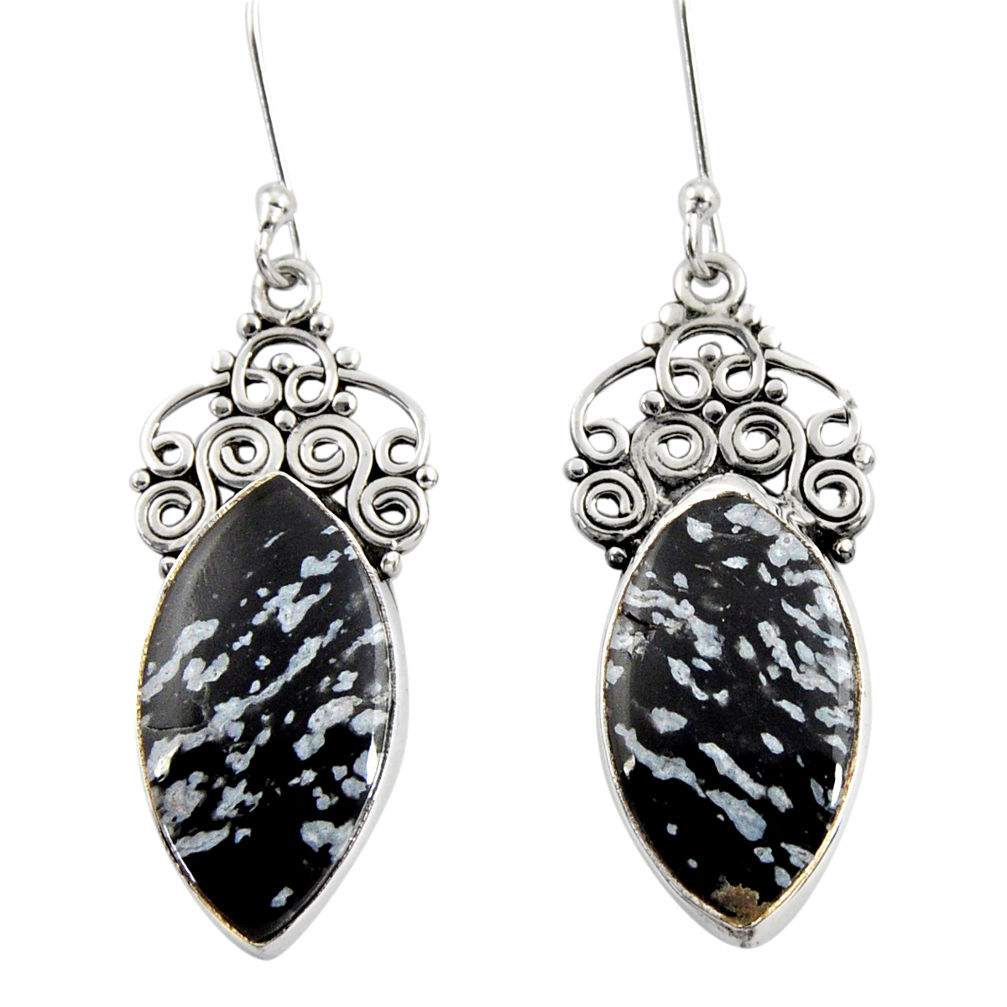  black australian obsidian 925 silver dangle earrings d39588