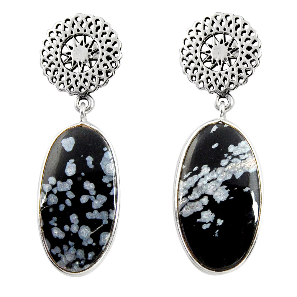  black australian obsidian 925 silver dangle earrings d39599
