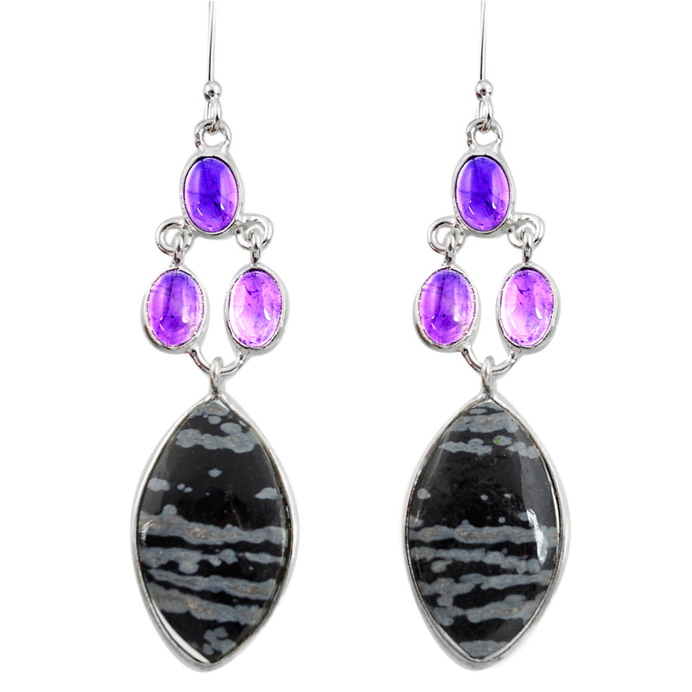 21.53cts natural black australian obsidian 925 silver dangle earrings d39666