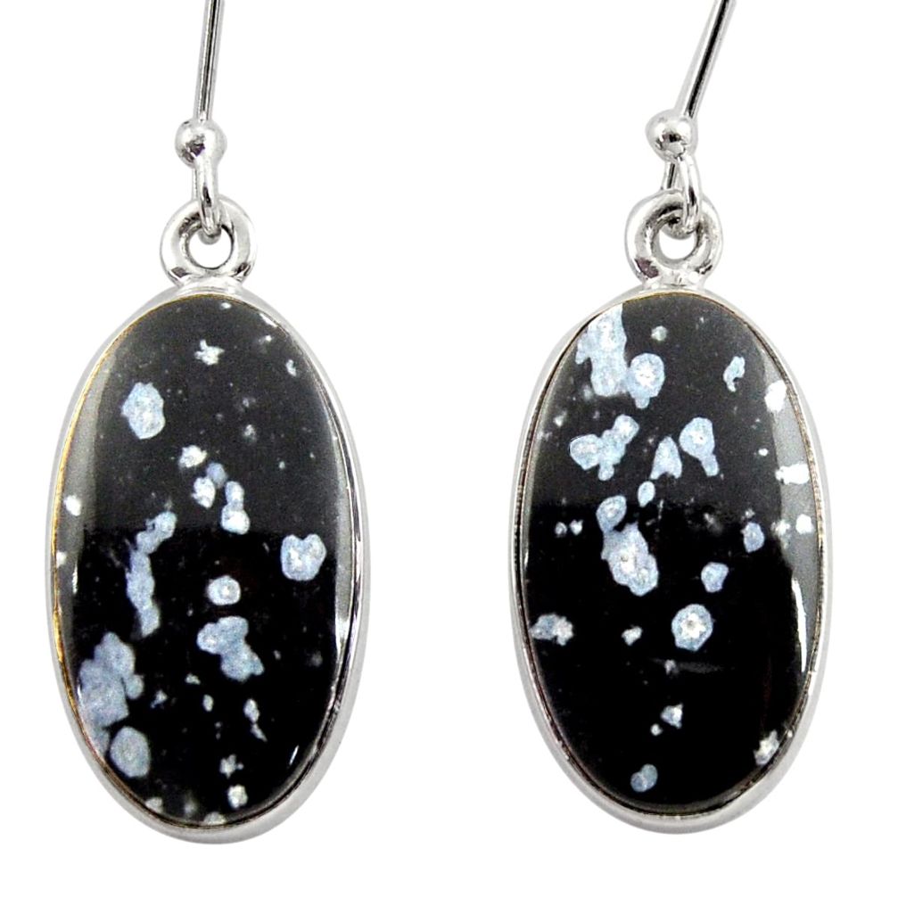 13.73cts natural black australian obsidian 925 silver dangle earrings d39959