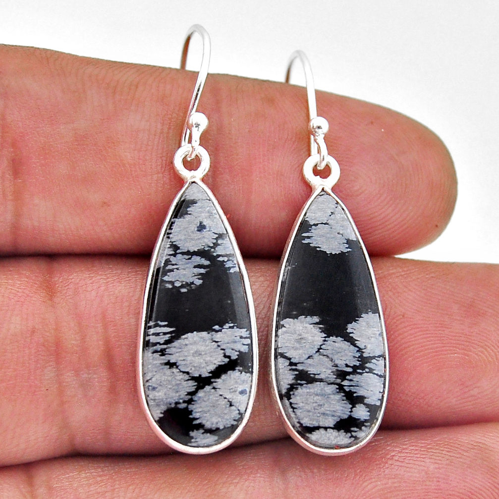 11.86cts natural black australian obsidian 925 silver dangle earrings n53666