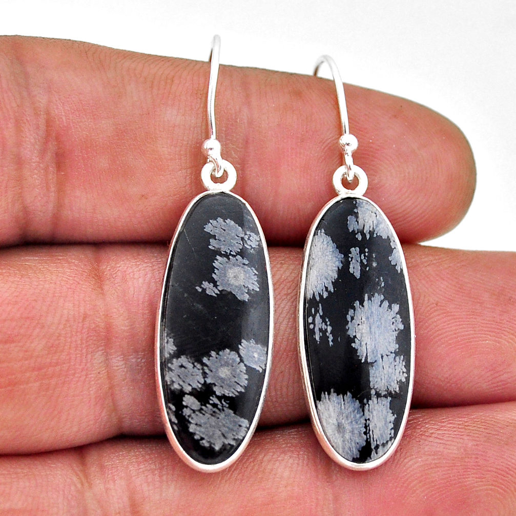 11.77cts natural black australian obsidian 925 silver dangle earrings n53671