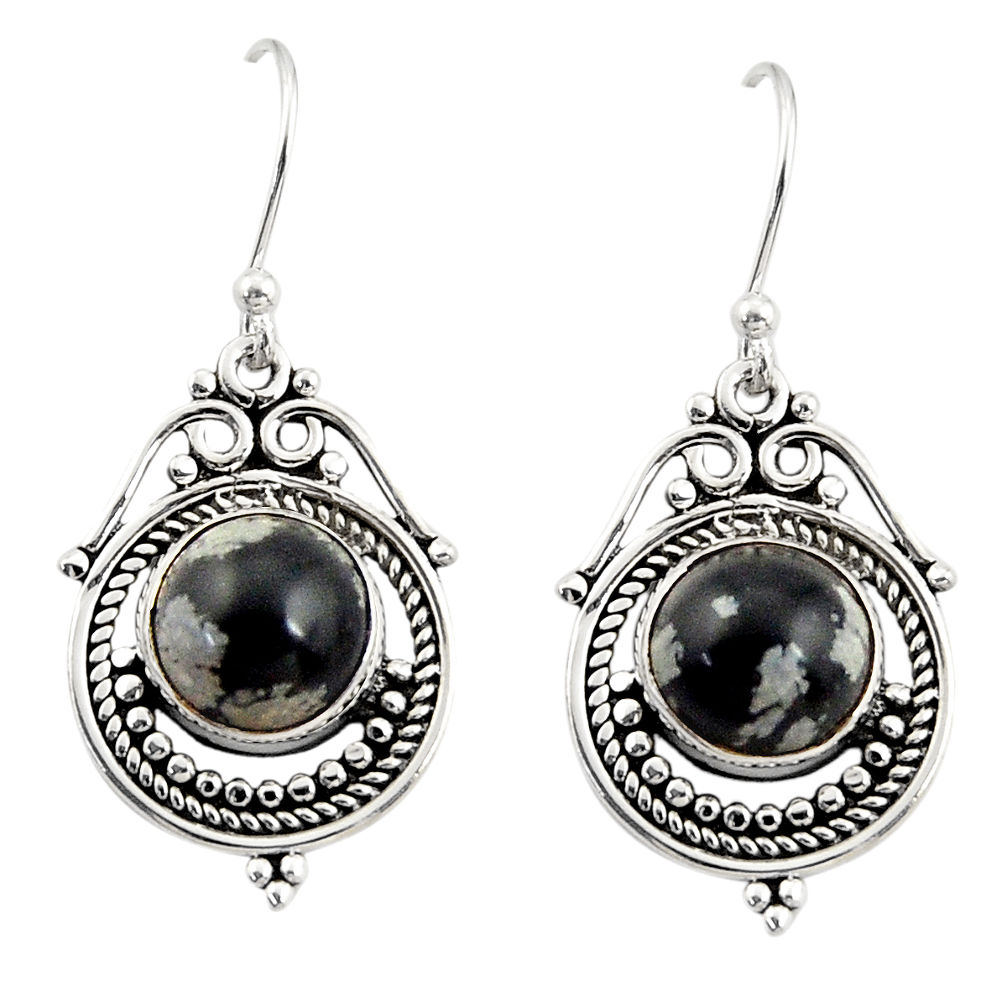 8.06cts natural black australian obsidian 925 silver dangle earrings r30856