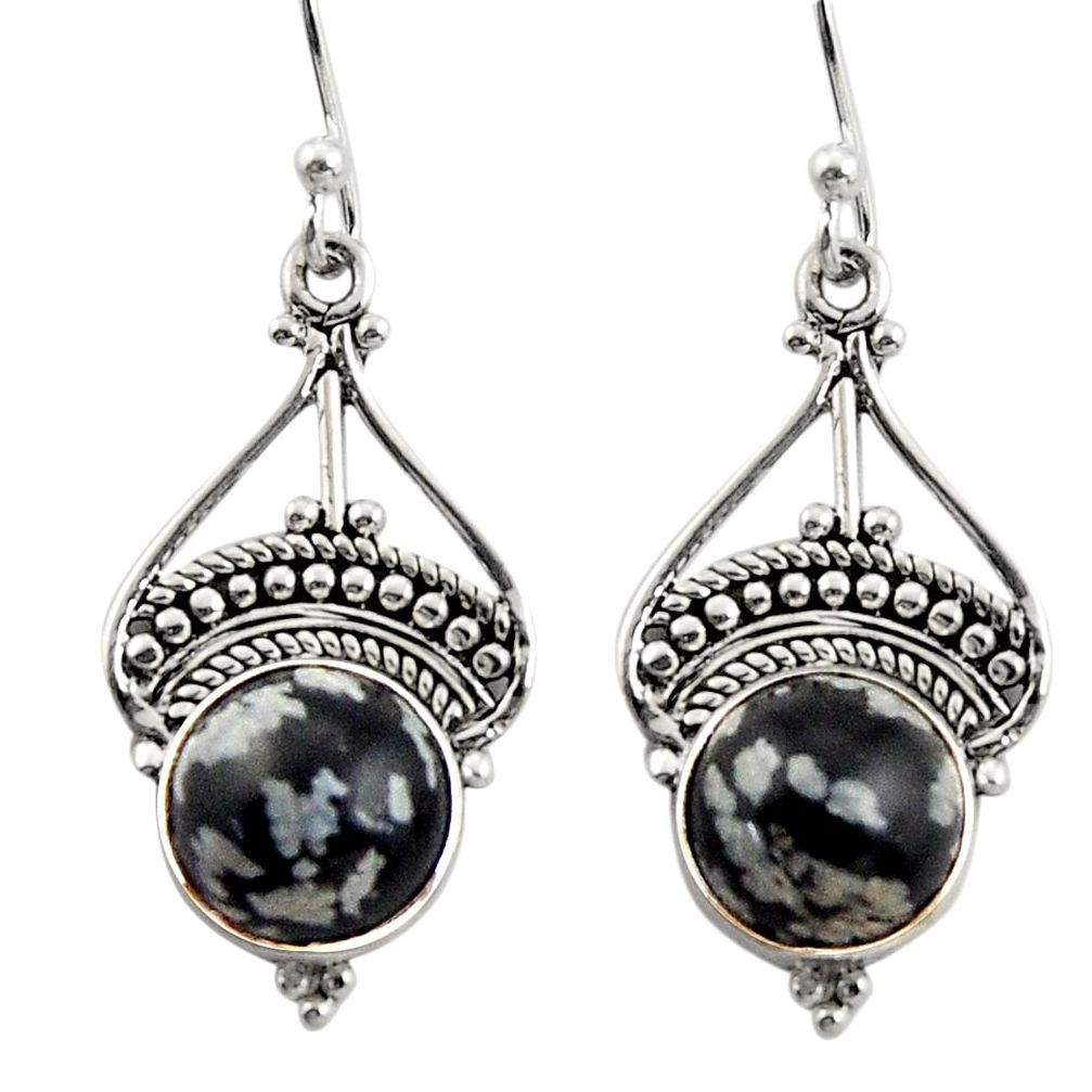 6.22cts natural black australian obsidian 925 silver dangle earrings r31008