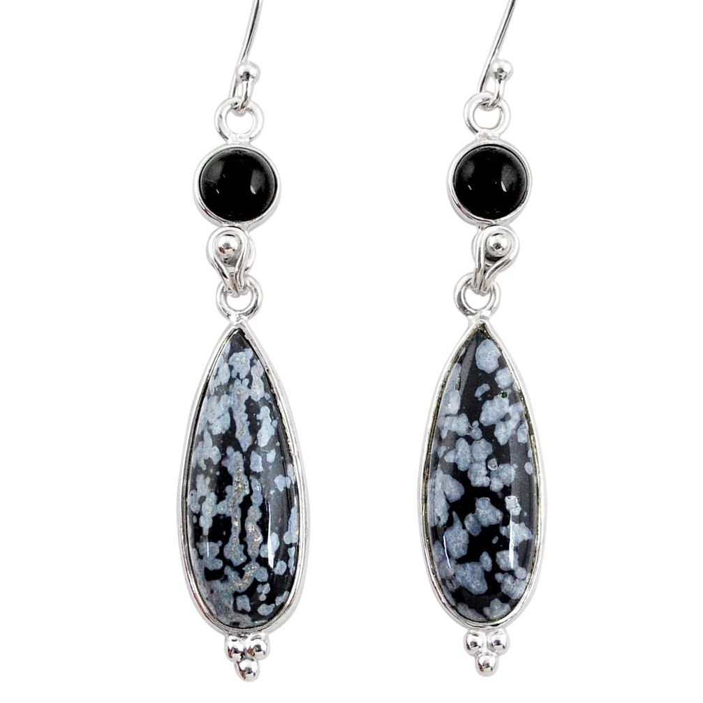 15.74cts natural black australian obsidian 925 silver dangle earrings r68301