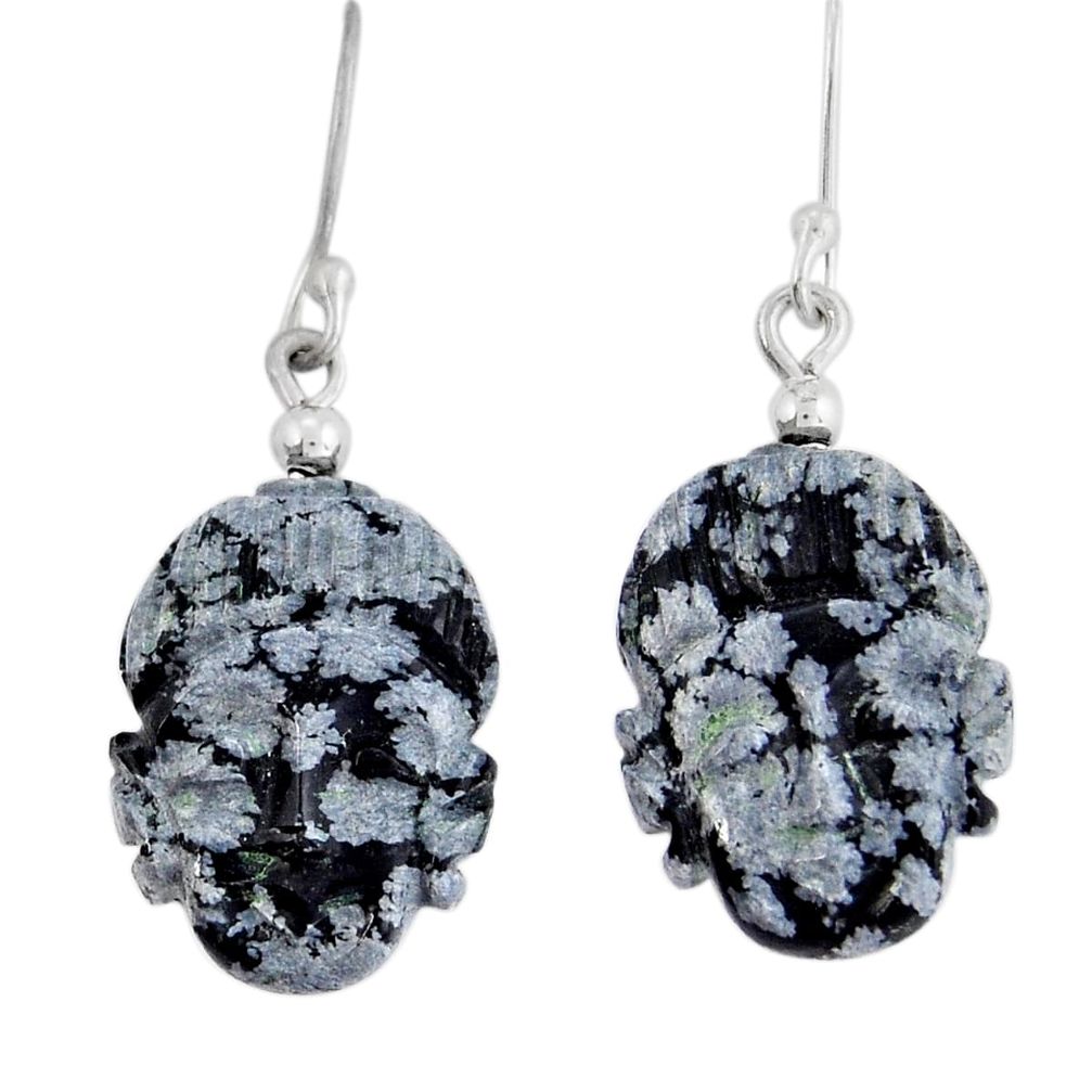 16.04cts natural black australian obsidian 925 silver dangle earrings y24624