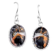 7.75cts natural black australian obsidian 925 silver dangle earrings y62744