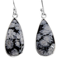 10.84cts natural black australian obsidian 925 silver dangle earrings y79570