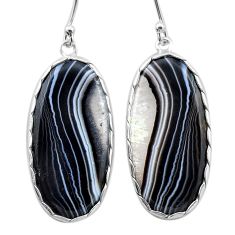 19.11cts natural black botswana agate 925 sterling silver dangle earrings u40641