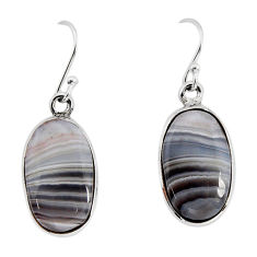 14.90cts natural black botswana agate 925 sterling silver dangle earrings y76930