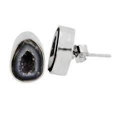 7.33cts natural black geode druzy 925 sterling silver dangle earrings y92119