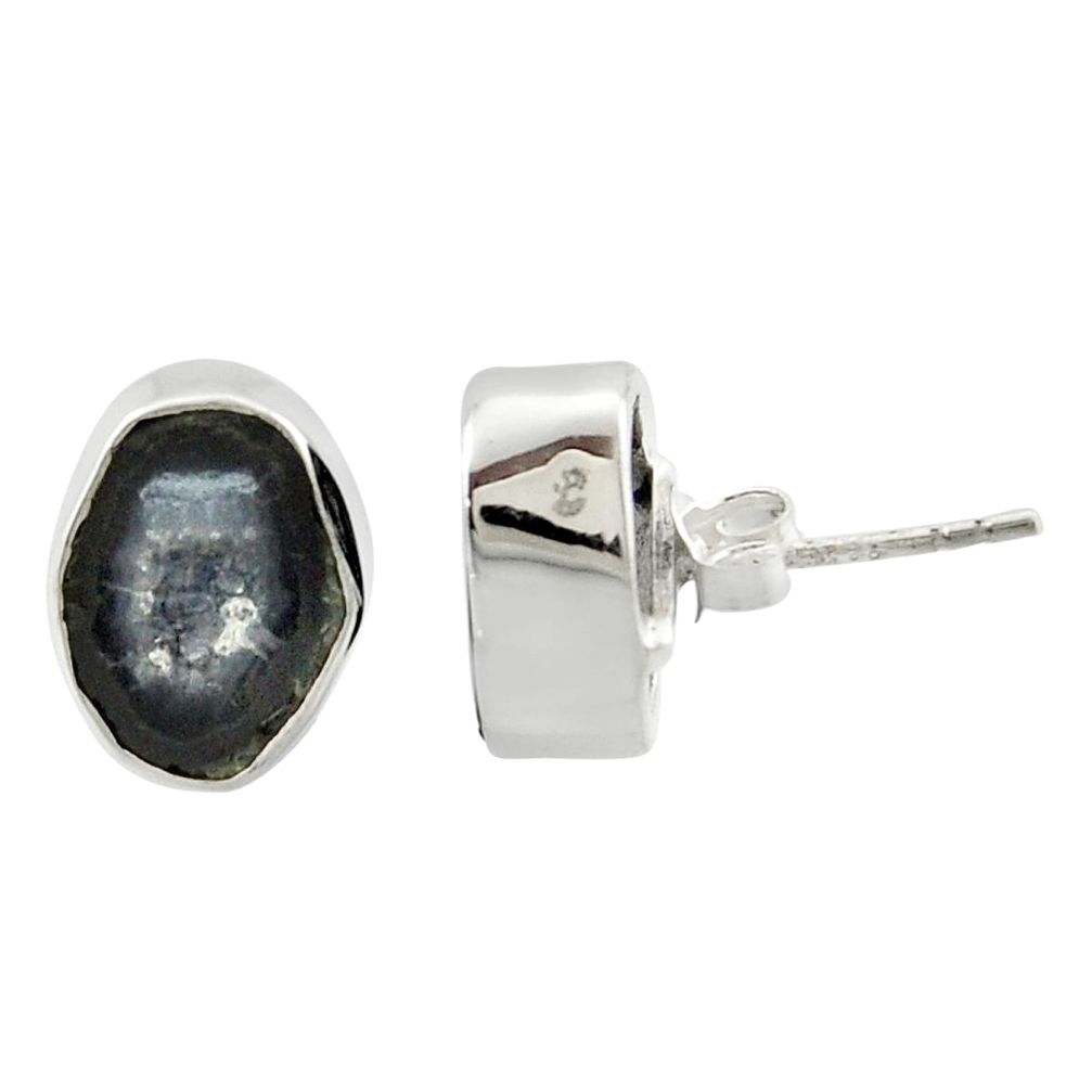 8.87cts natural black geode druzy 925 sterling silver stud earrings r39763