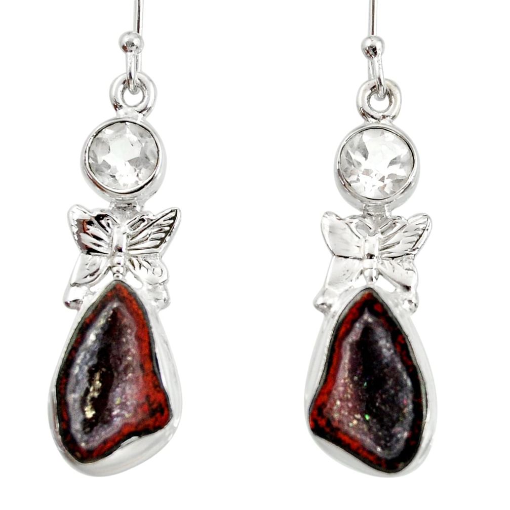  black geode druzy topaz 925 silver butterfly earrings d40308