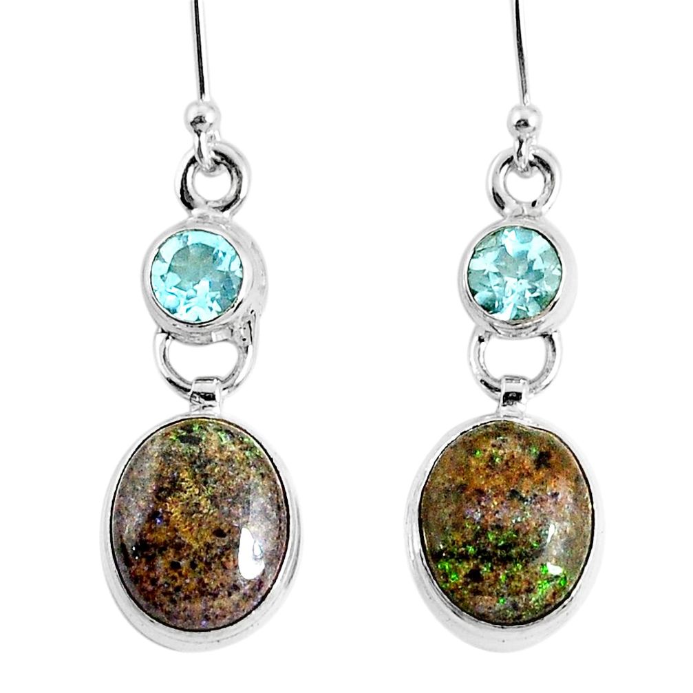10.76cts natural black honduran matrix opal 925 silver dangle earrings r76142