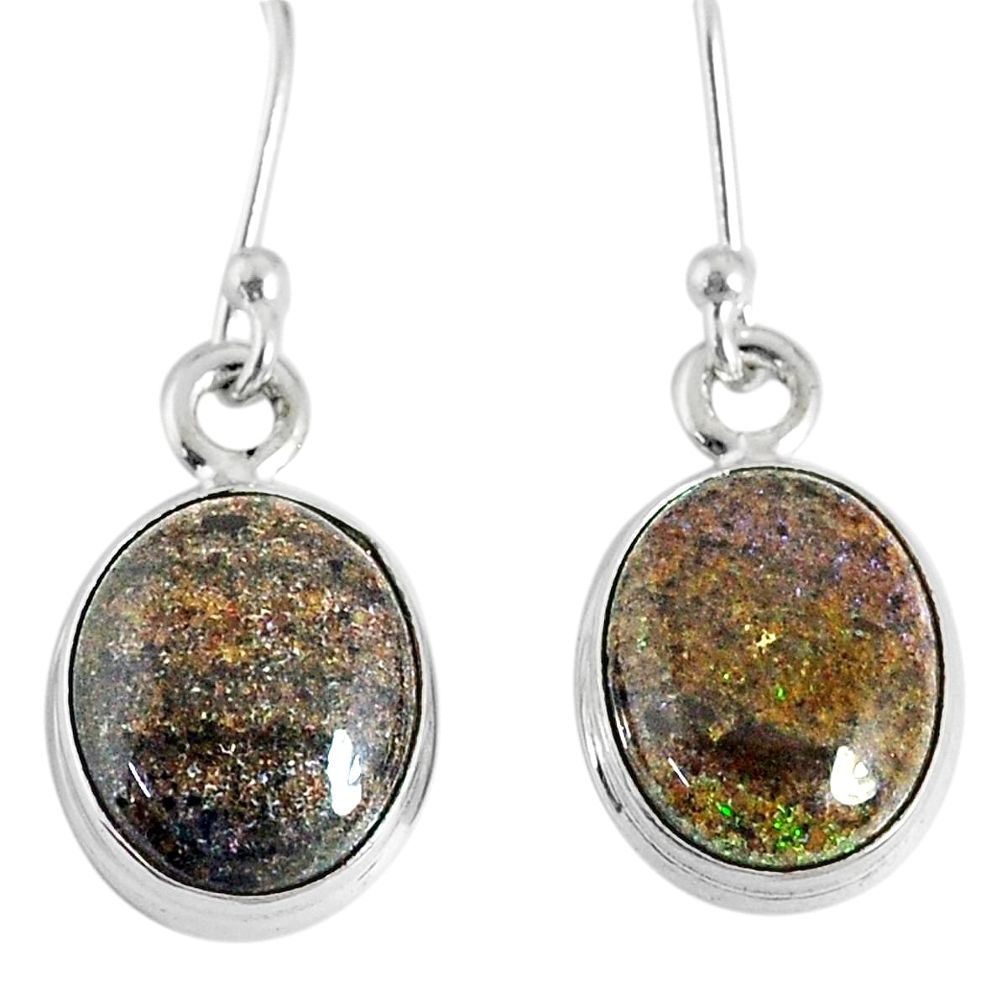 7.63cts natural black honduran matrix opal 925 silver dangle earrings r76158