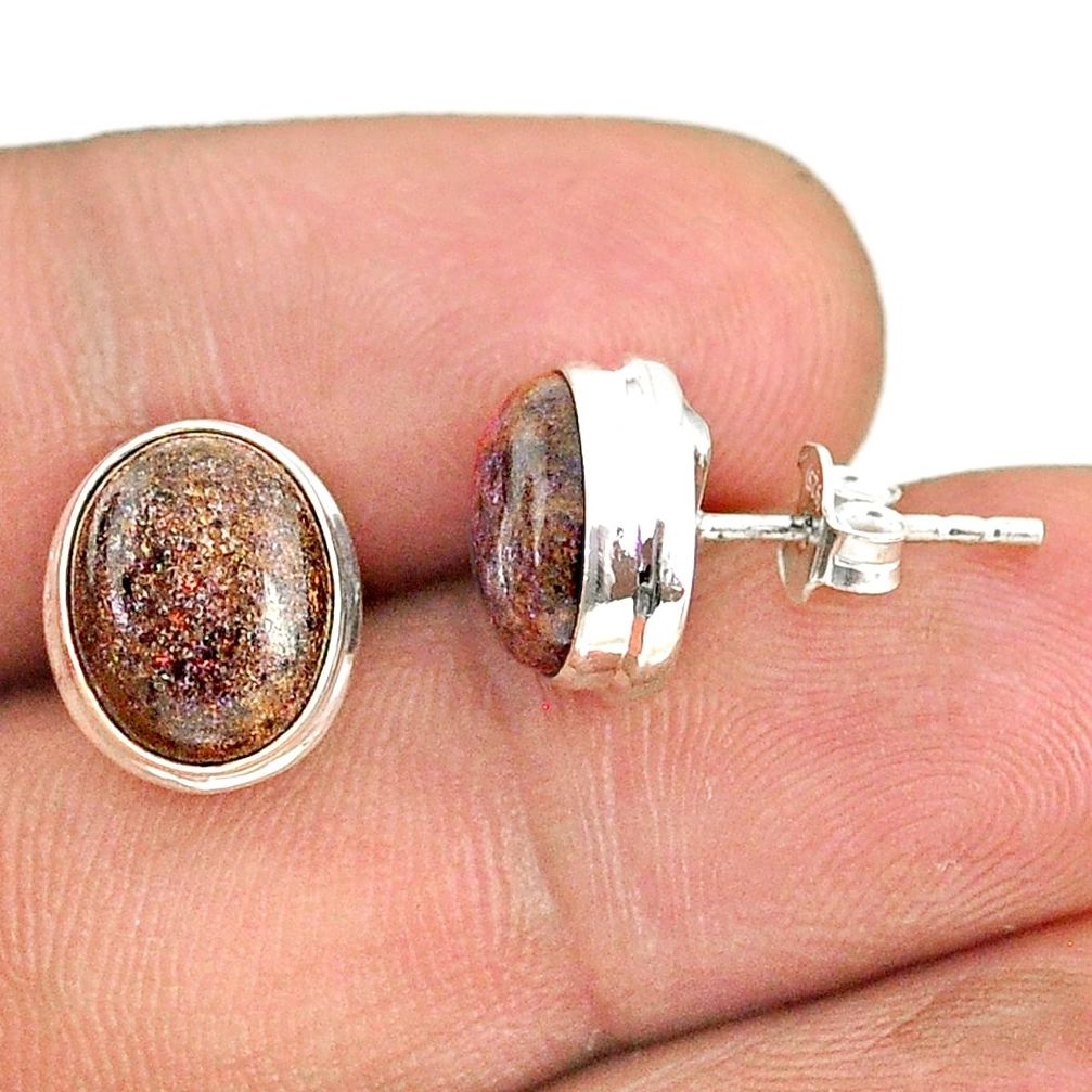 8.68cts natural black honduran matrix opal 925 silver stud earrings r76102