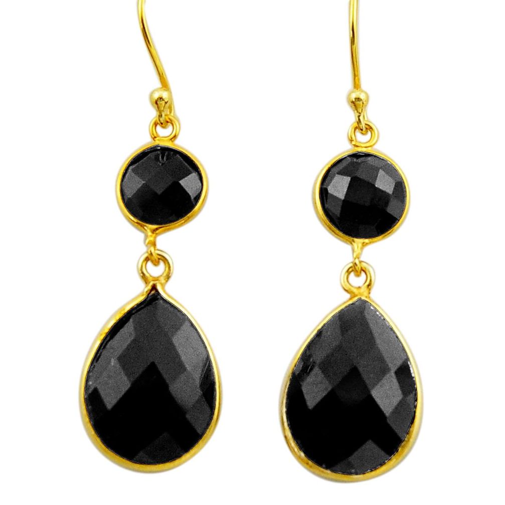  black onyx 925 sterling silver 14k gold earrings jewelry r33323