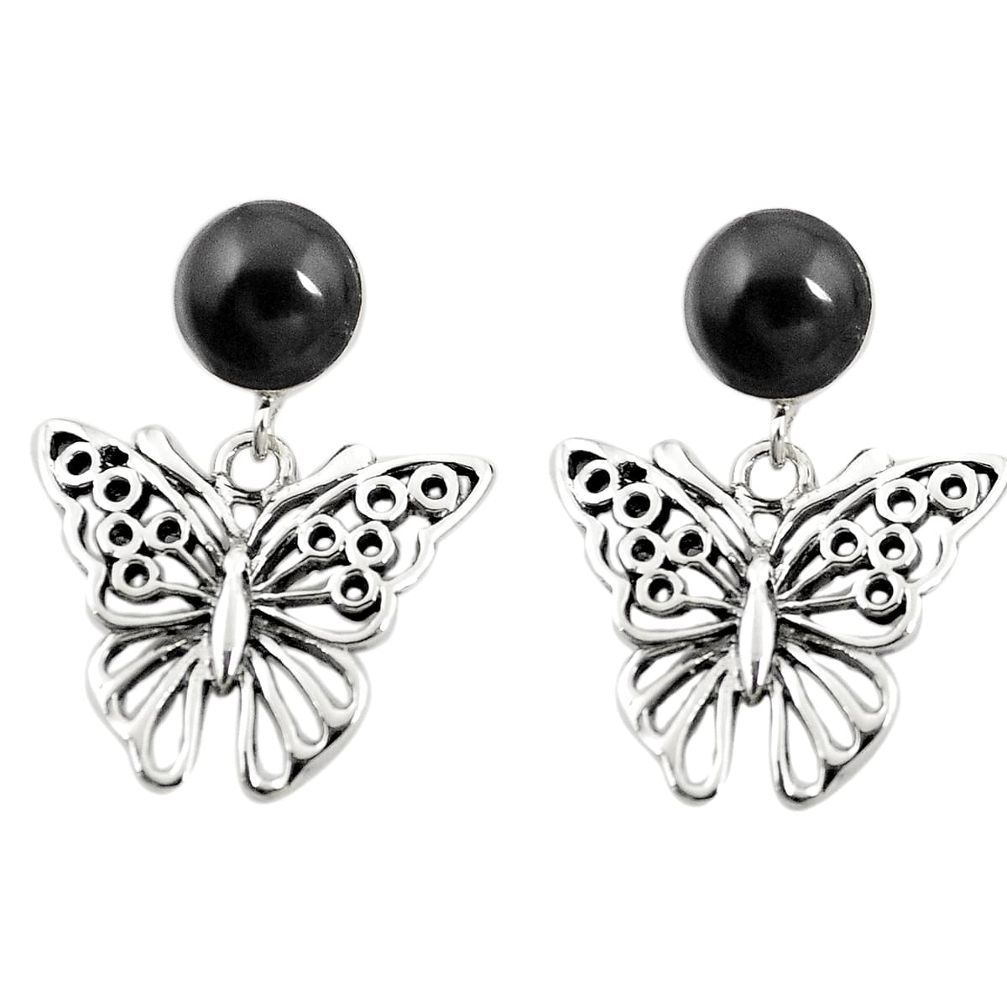 Natural black onyx 925 sterling silver butterfly earrings jewelry c11685