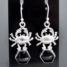 8.43cts natural black onyx 925 sterling silver crab earrings jewelry r96802