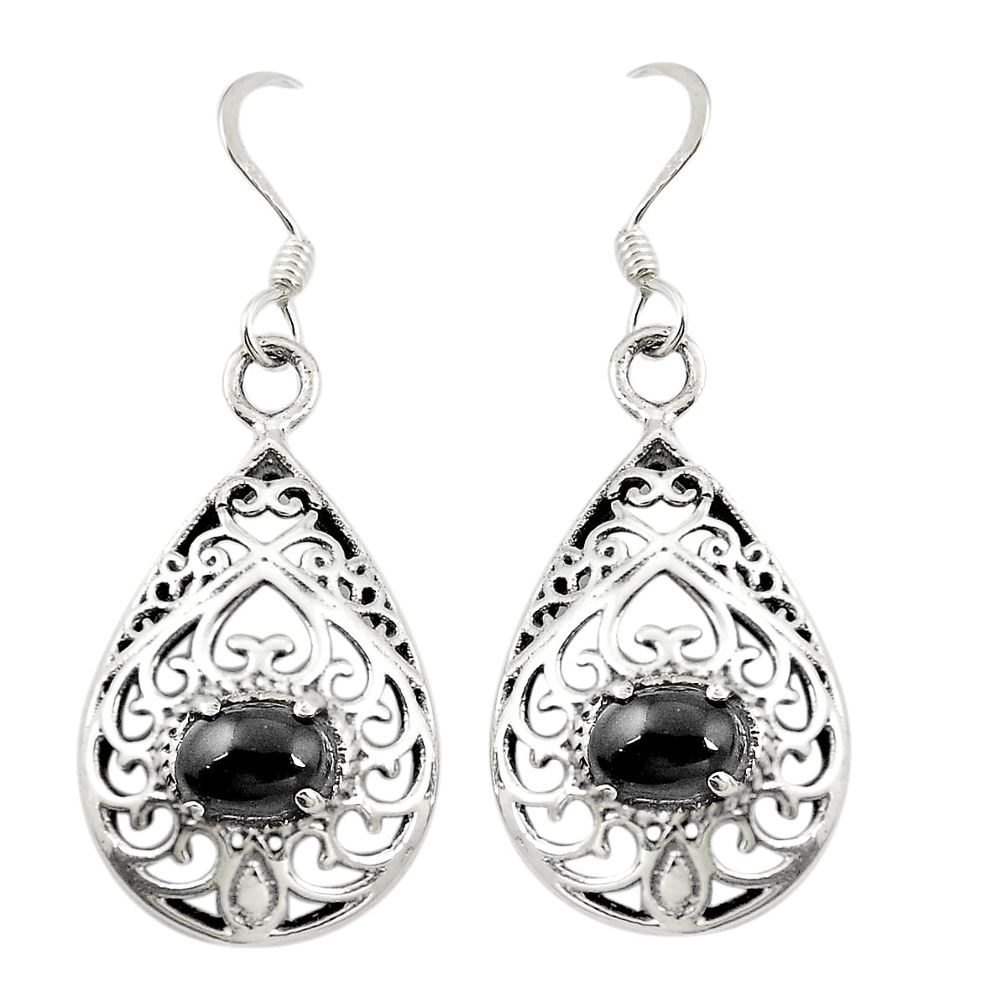 Natural black onyx 925 sterling silver dangle earrings jewelry c11561