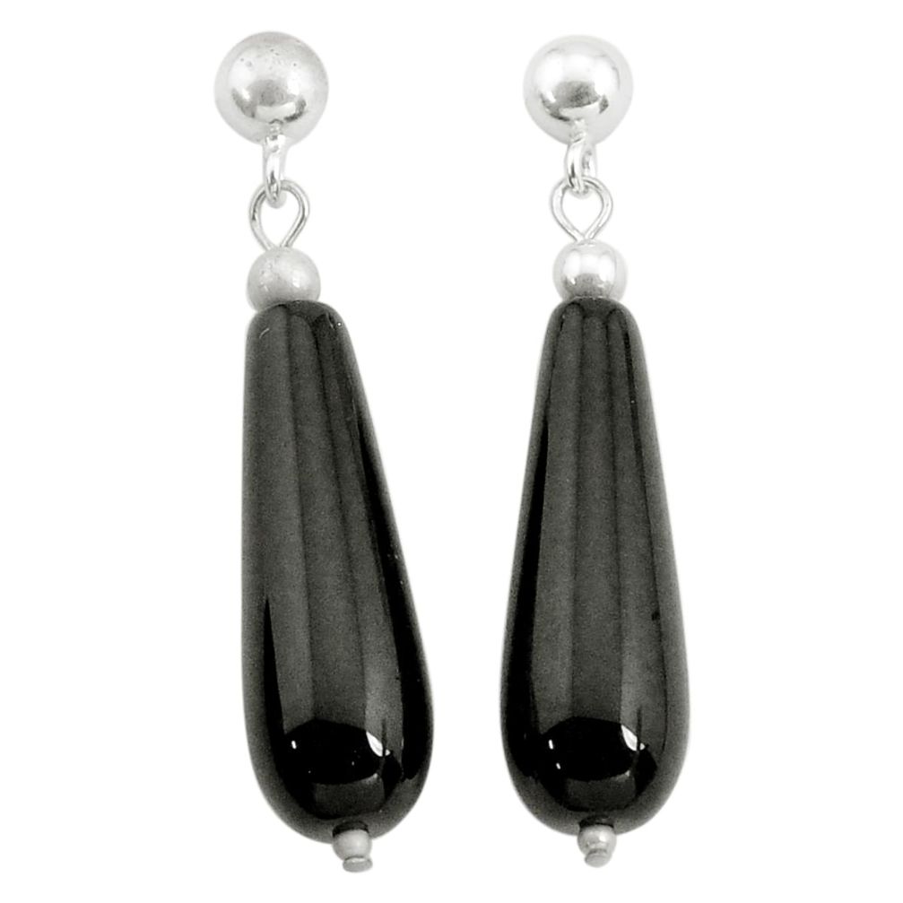 32.41cts natural black onyx 925 sterling silver dangle earrings jewelry c27174