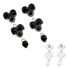 27.73cts natural black onyx 925 sterling silver dangle earrings jewelry c32695