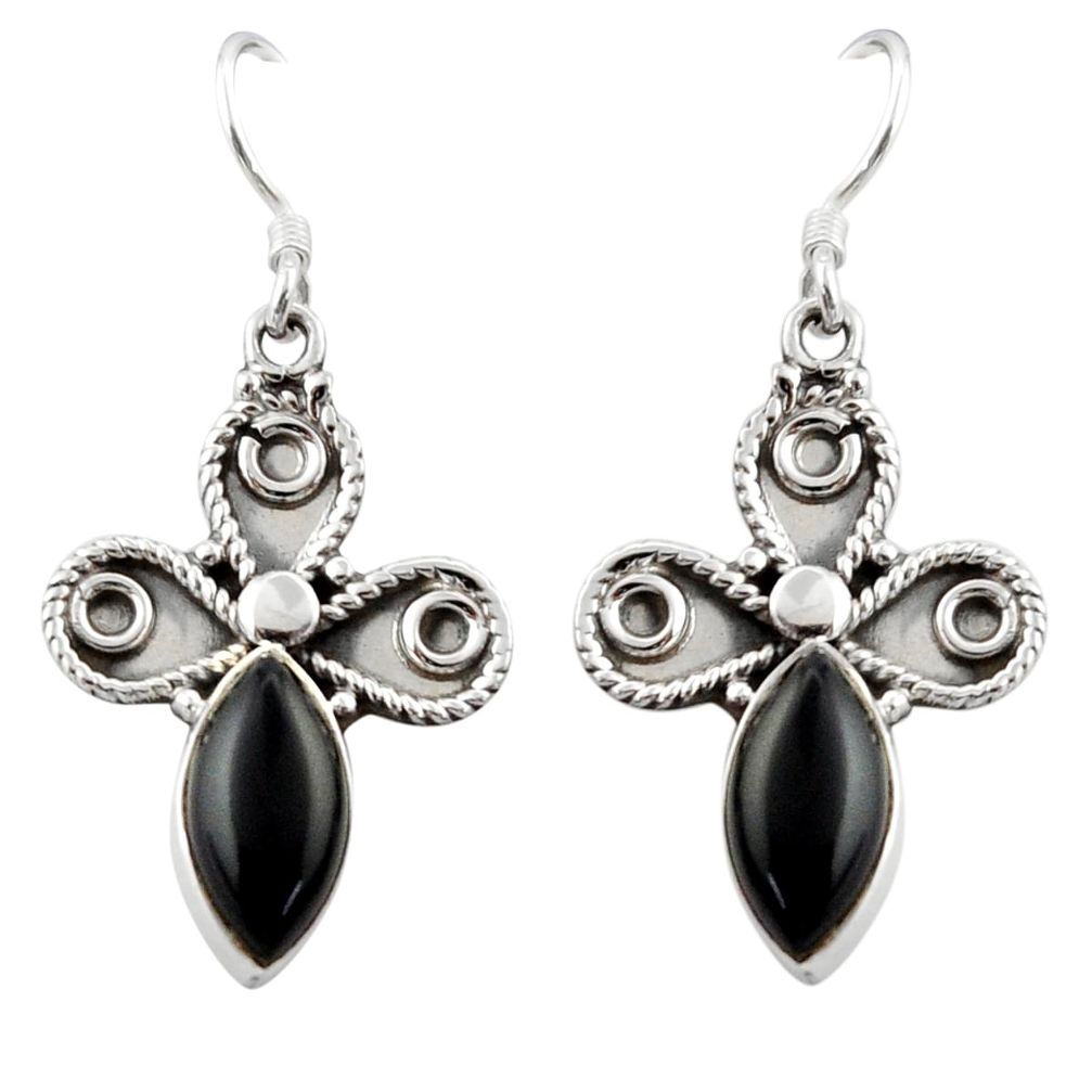 9.37cts natural black onyx 925 sterling silver dangle earrings jewelry d40603