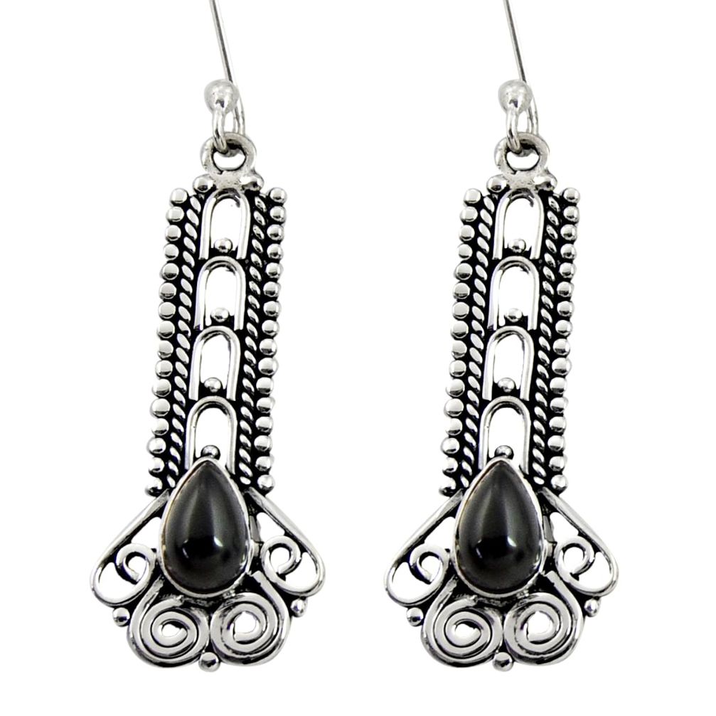 4.40cts natural black onyx 925 sterling silver dangle earrings jewelry d41161