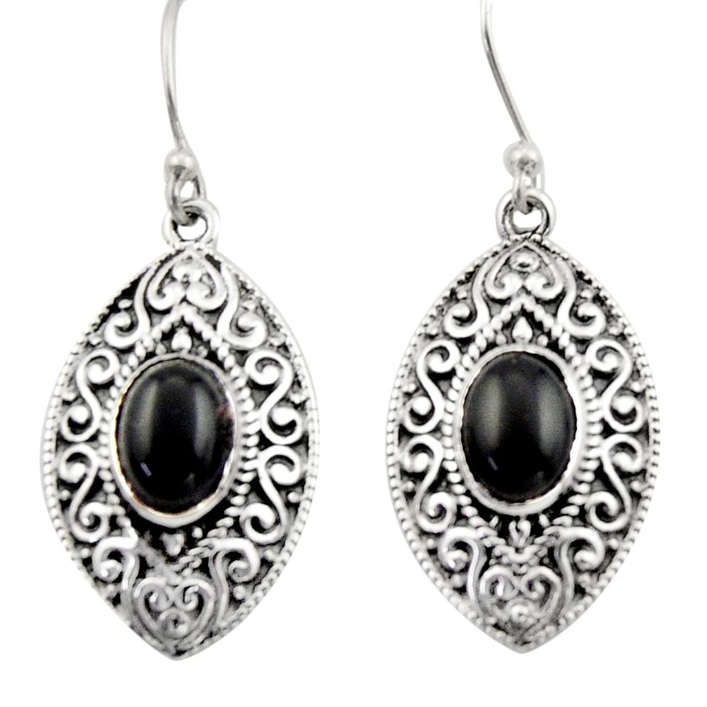 4.38cts natural black onyx 925 sterling silver dangle earrings jewelry d46849