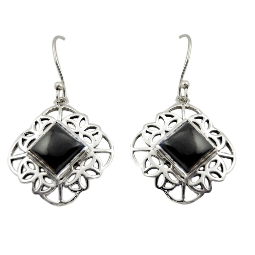 7.83cts natural black onyx 925 sterling silver dangle earrings jewelry d46921