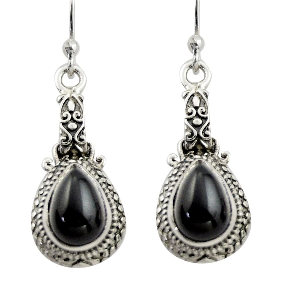 6.32cts natural black onyx 925 sterling silver dangle earrings jewelry d46957