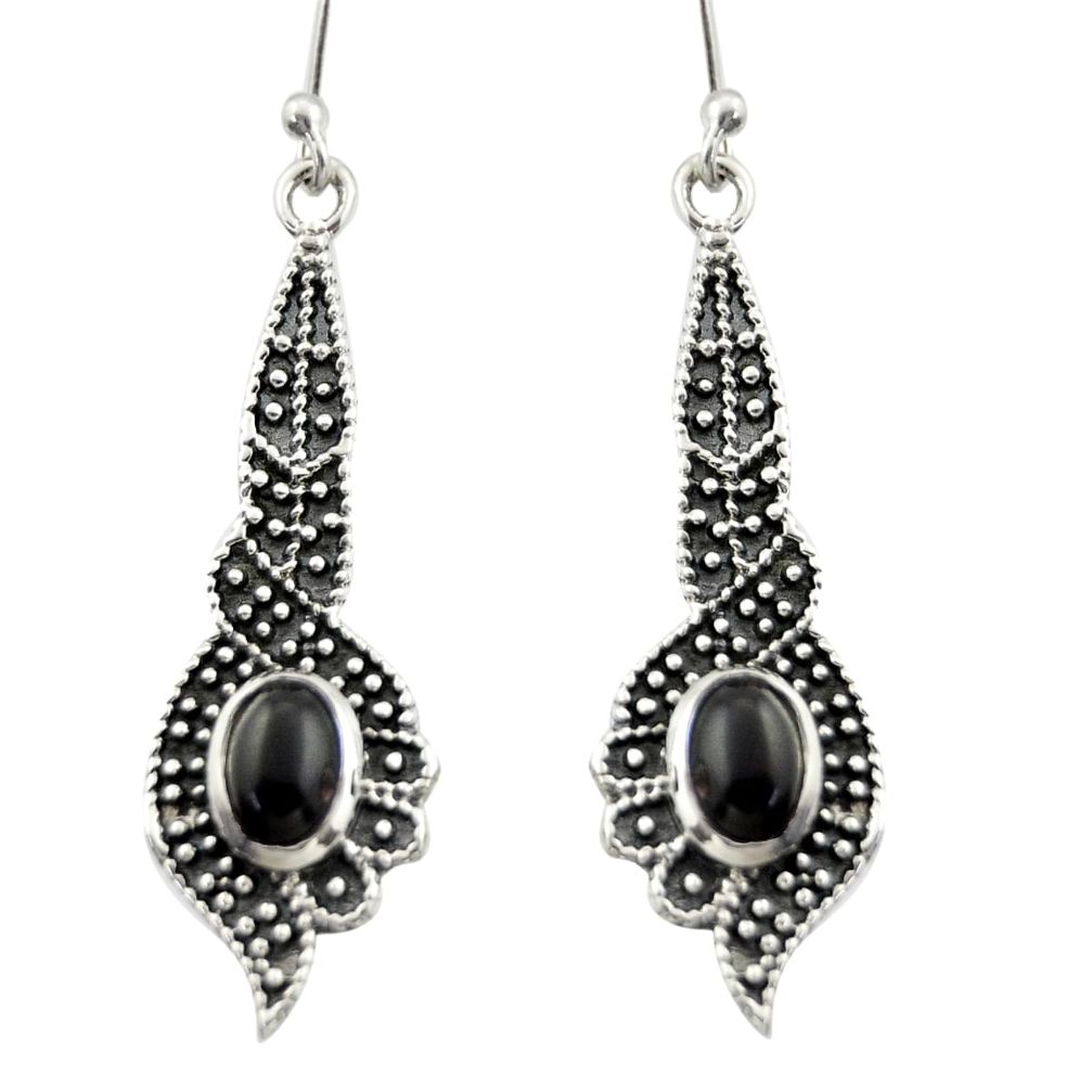 3.24cts natural black onyx 925 sterling silver dangle earrings jewelry d46962