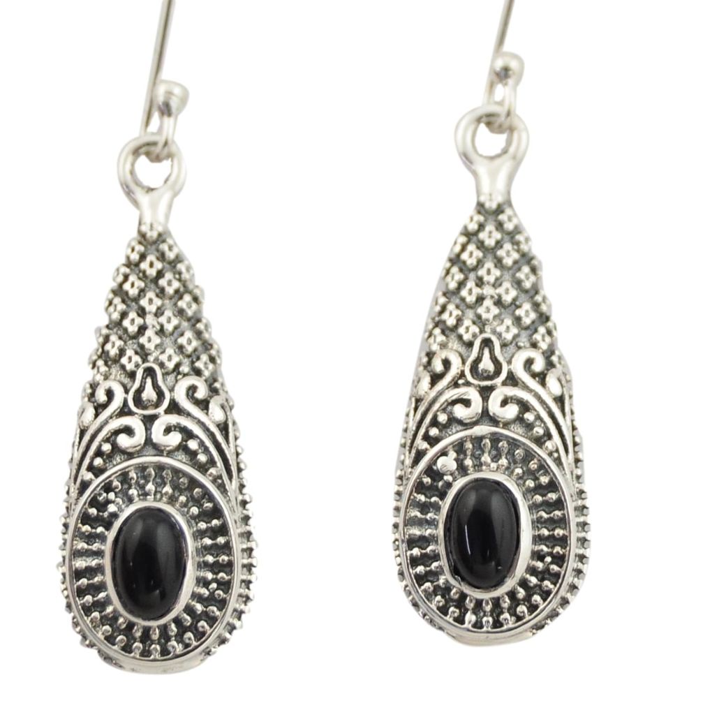 3.28cts natural black onyx 925 sterling silver dangle earrings jewelry d46963