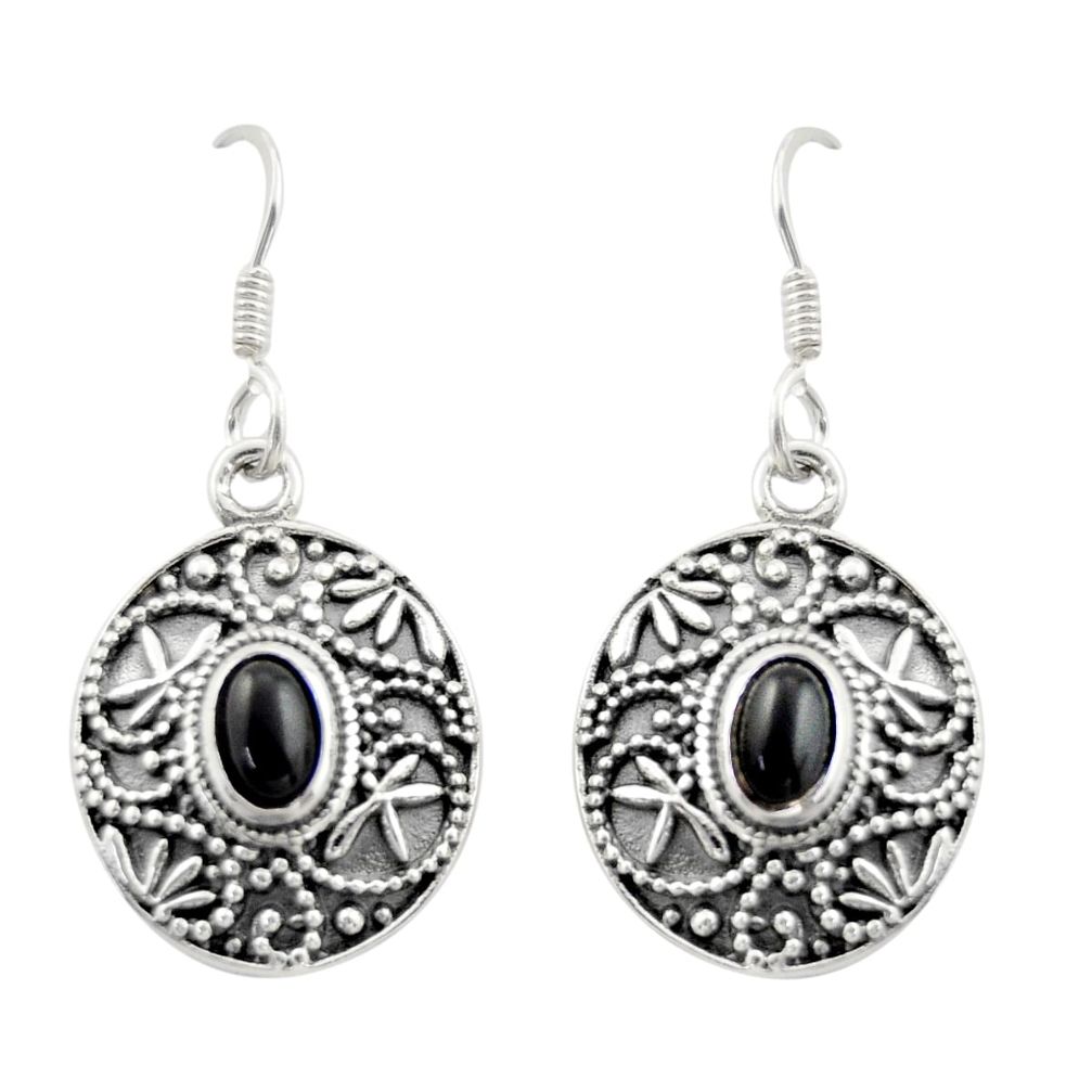 2.26cts natural black onyx 925 sterling silver dangle earrings jewelry d47023