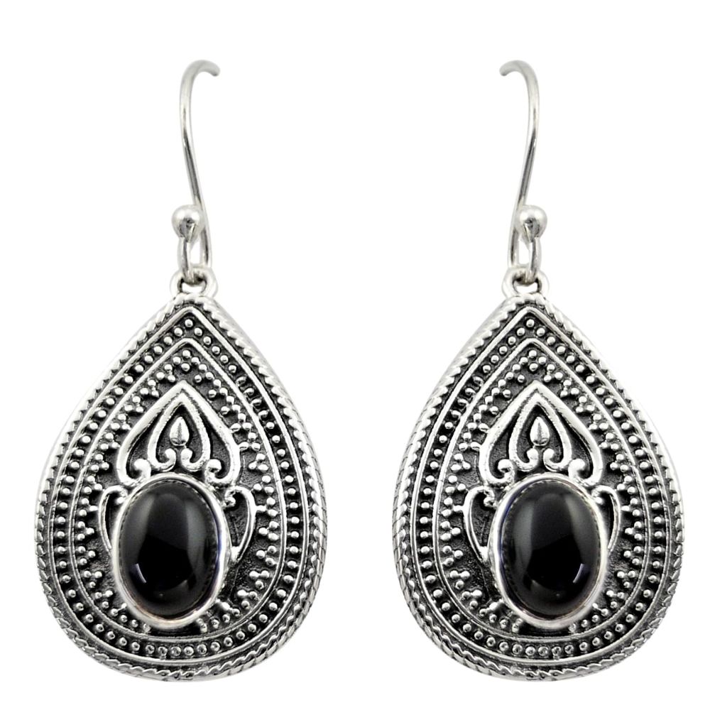 4.38cts natural black onyx 925 sterling silver dangle earrings jewelry d47042
