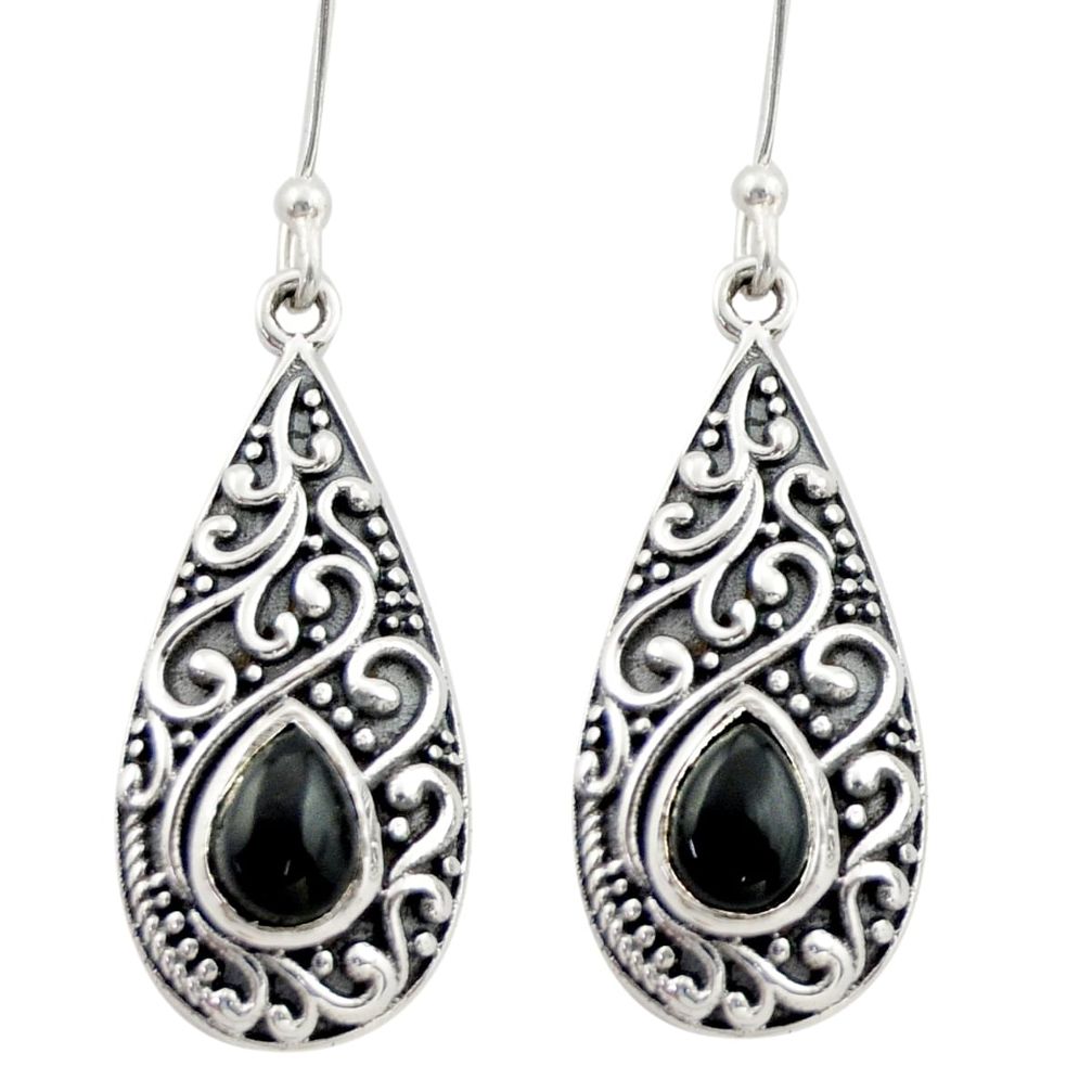 4.38cts natural black onyx 925 sterling silver dangle earrings jewelry d47092