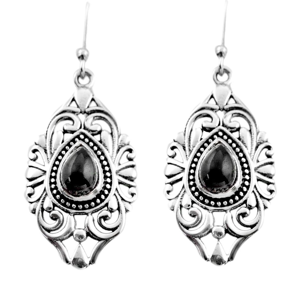 4.55cts natural black onyx 925 sterling silver dangle earrings jewelry d47101