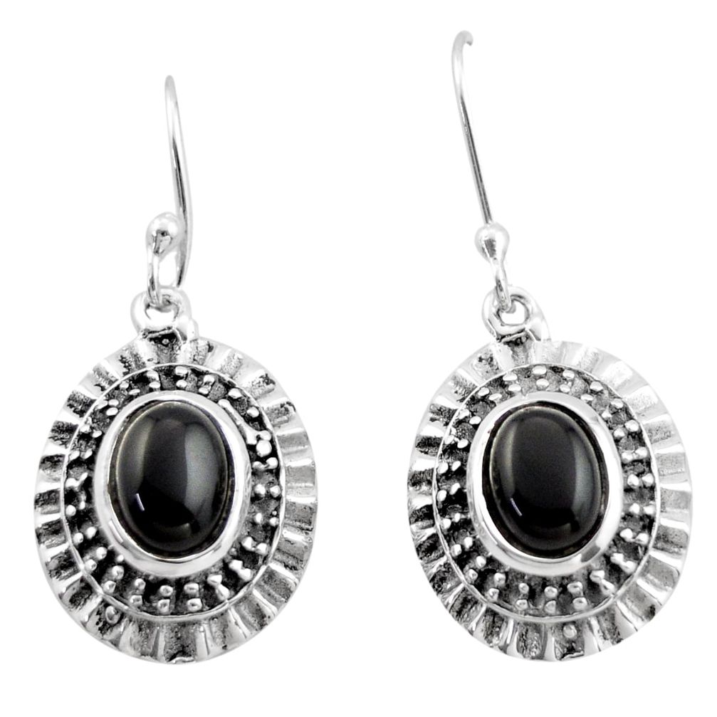 4.55cts natural black onyx 925 sterling silver dangle earrings jewelry d47121
