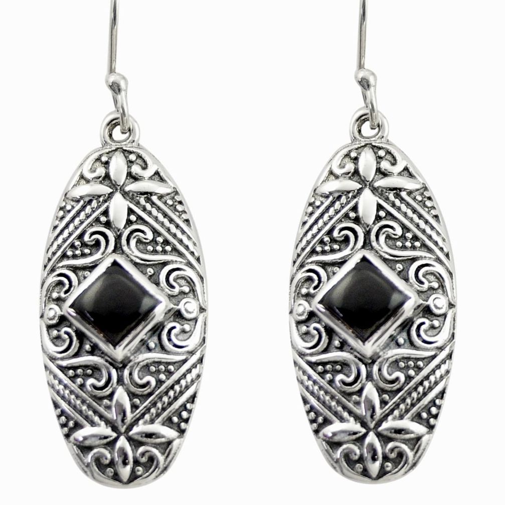 4.21cts natural black onyx 925 sterling silver dangle earrings jewelry d47142