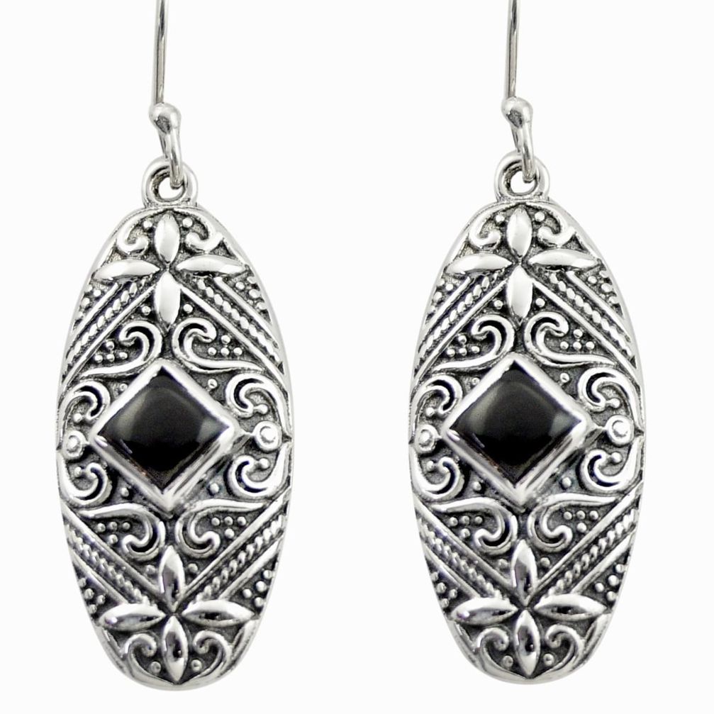 4.13cts natural black onyx 925 sterling silver dangle earrings jewelry d47143