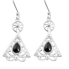 3.42cts natural black onyx 925 sterling silver dangle earrings jewelry p60861