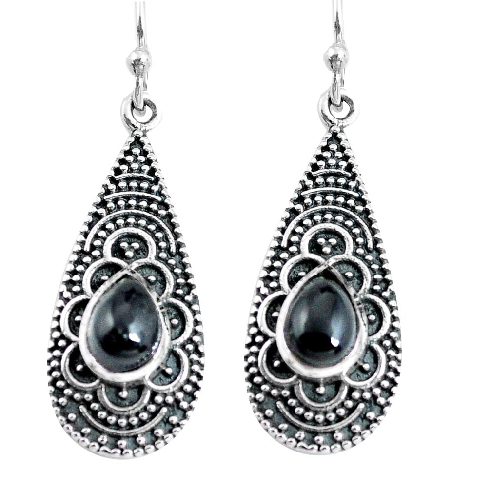 3.62cts natural black onyx 925 sterling silver dangle earrings jewelry p63897