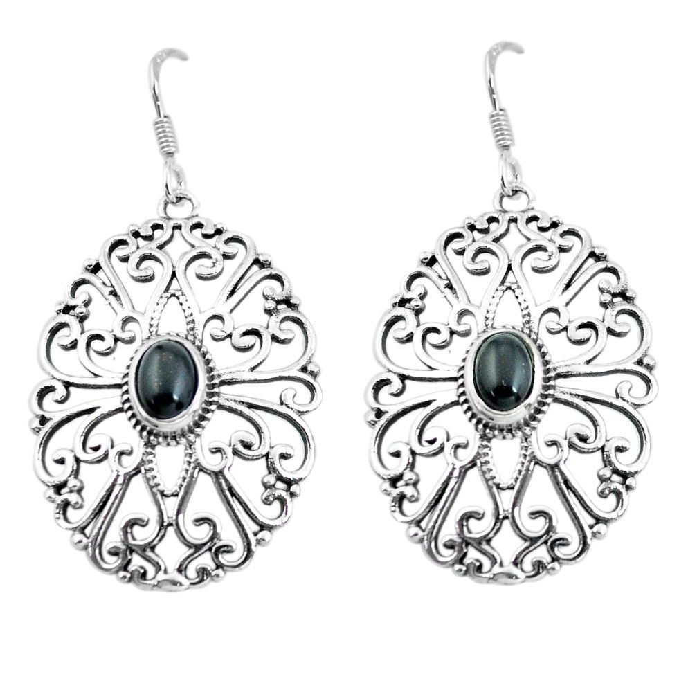 2.99cts natural black onyx 925 sterling silver dangle earrings jewelry p64890